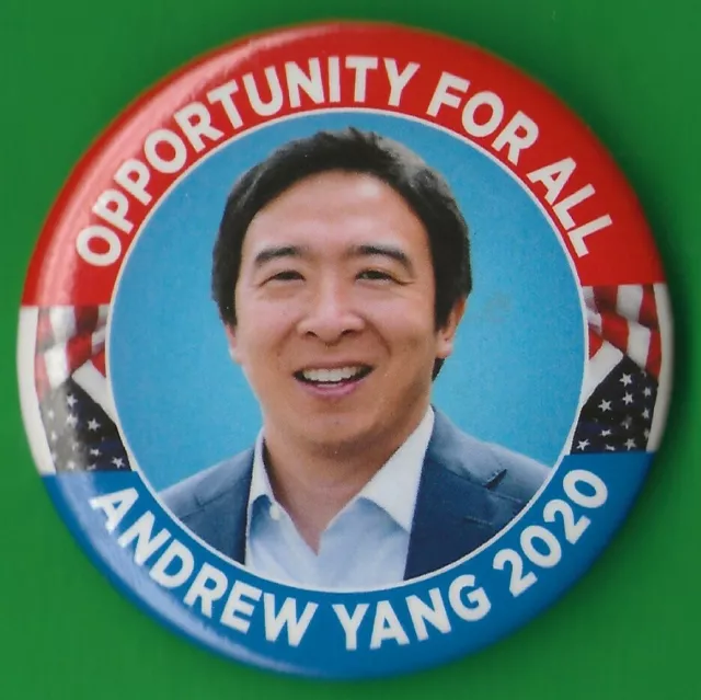 2020 Andrew Yang 2-1/4" / (D)Presidential Hopeful Campaign Button(Pin 01)