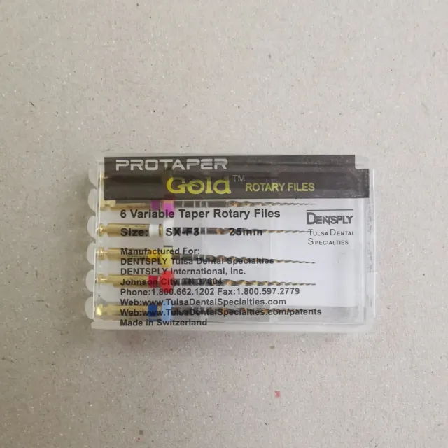 Protaper Gold Rotary Files 25mm SX-F3 Dentsply Tulsa Assorted Endodontics