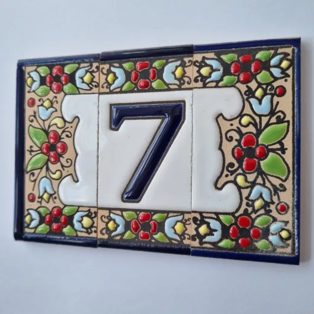 Ceramic Tiles with Spanish Mini-Cherry Design featuring Letters Numbers & Frames