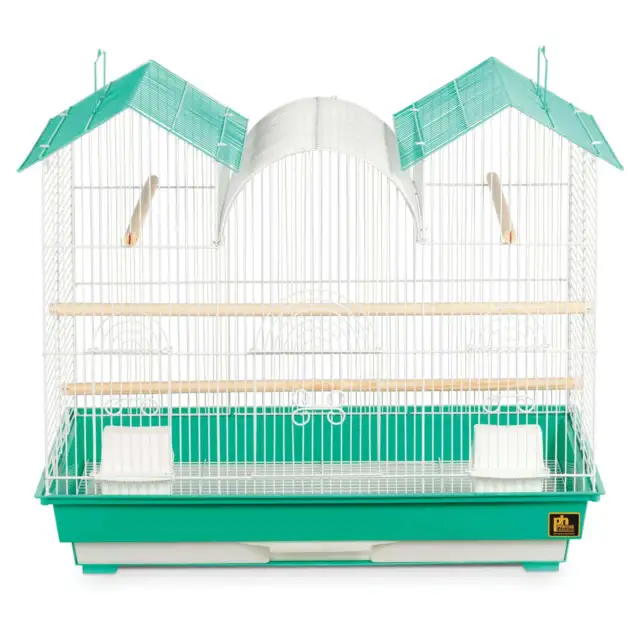 (Ship USA)  Triple Roof Bird Cage Four Perches and Two Food Cups