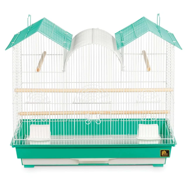 (Ship USA)  Triple Roof Bird Cage Four Perches and Two Food Cups