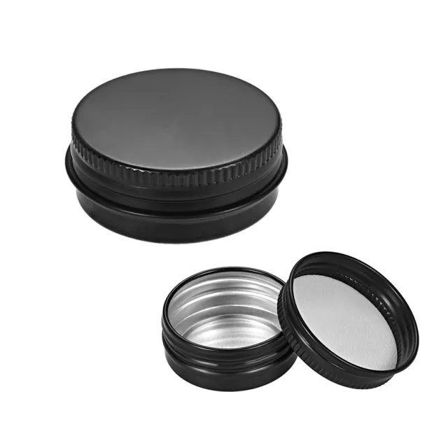 1/2 oz Round Aluminum Cans Tin Screw Top Metal Lid Containers Black 15ml 12pcs