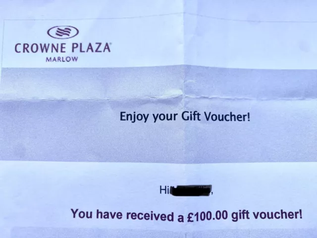 Crowne Plaza Hotel Marlow £100 Gift Voucher. Expires April 18, 2024