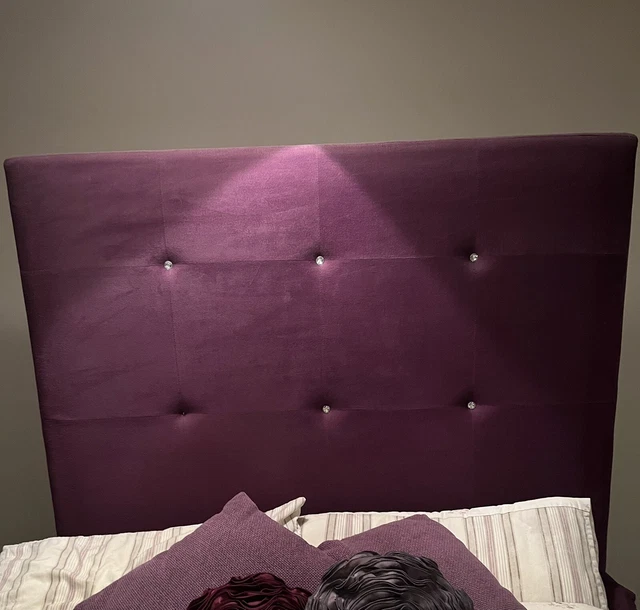 DOUBLE DARK PURPLE Velour Headboard From Next 135 cm Wide By 110 Cm