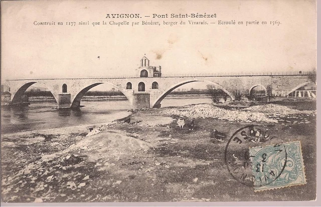 Cpa Avignon.  Le Pont Saint Benezet...... Ecrite. Be