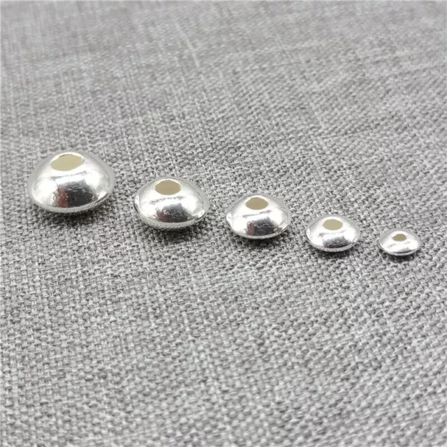 925 Sterling Silver Shiny UFO Saucer Beads Spacer 3mm 3.5mm 4mm 5mm 6mm 7mm 8mm