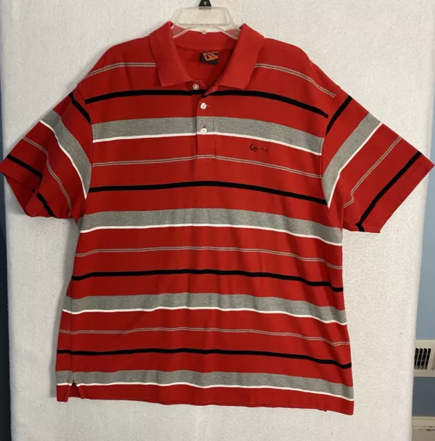 VTG KARL KANI Polo Red Striped Short Sleeve Hip Hop Urban Size 3X Mens ...