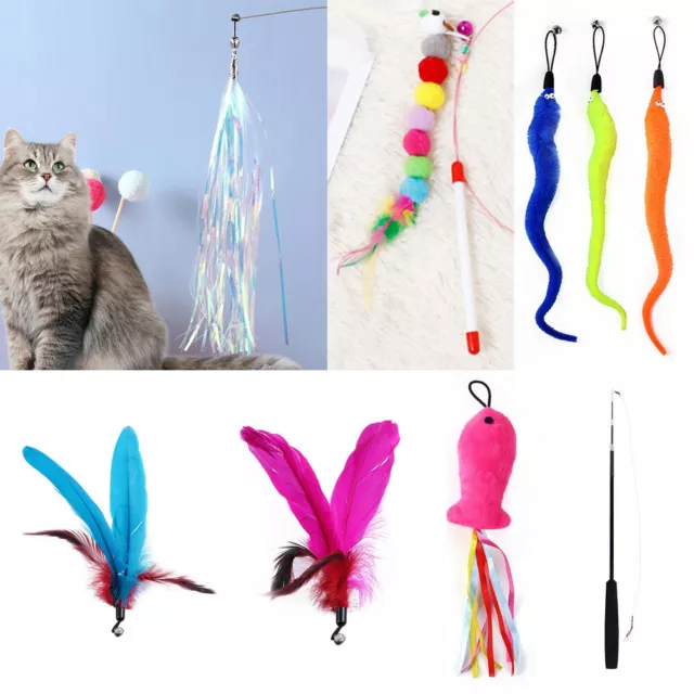 Animal Chat Jouets Plume Baguette Canne de Compagnie Chaton Bell Jeu Drôle ,