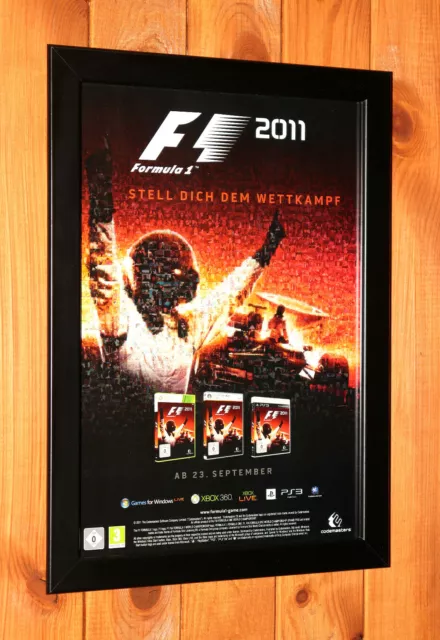F1 2011 Video game Xbox 360 PS3 Live  Rare Small Poster / Ad Page Framed