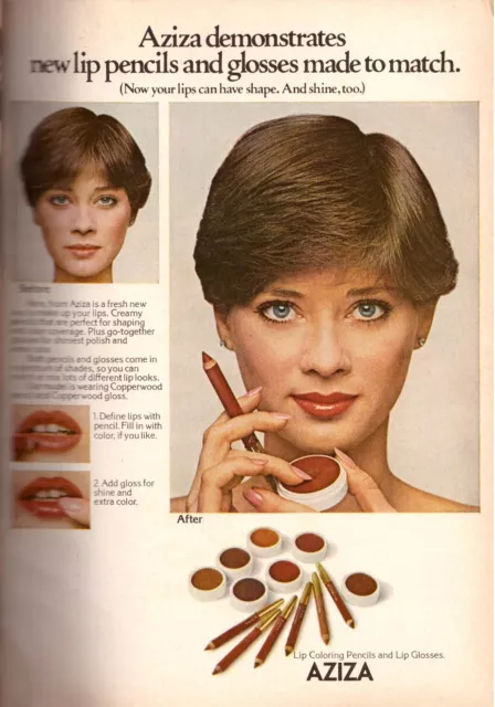 1980 Aziza Shaun Casey Cosmetics Makeup Print Advertisement Ad Vintage VTG 1980s