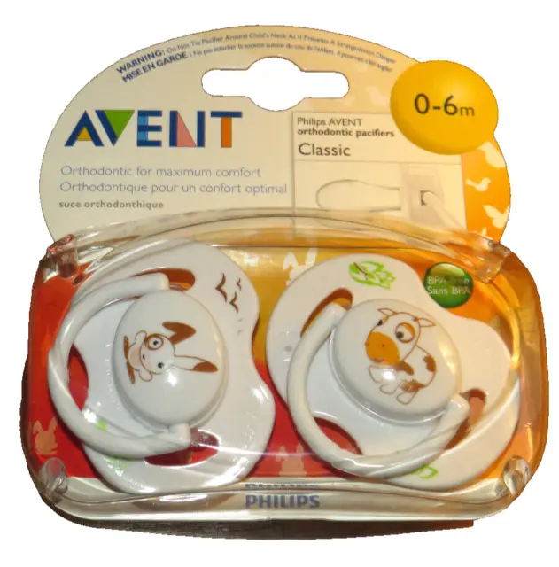 Philips Avent Pacifiers 0-6 Month BPA Free Classic Cow And Bunny NEW