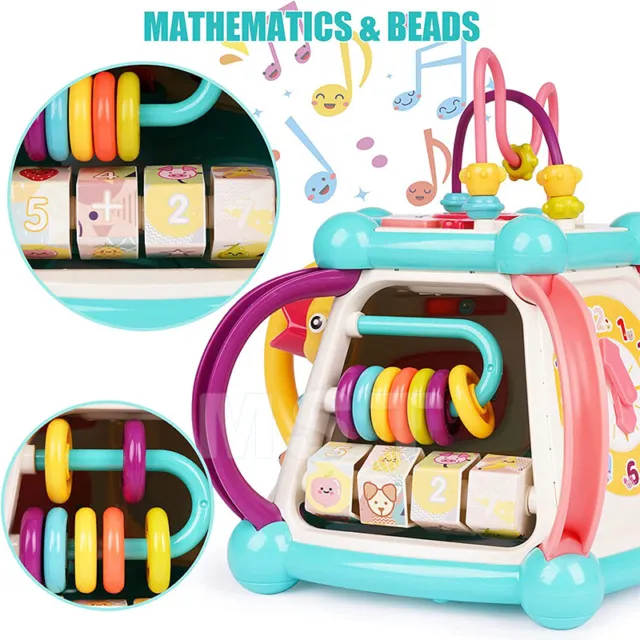 Baby 7-Side Educational Musical Activity Cube Game Play Toys Kids Birthday Gifts