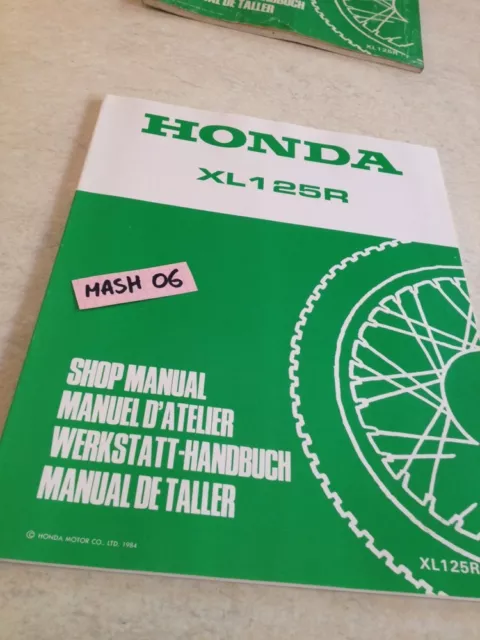 supplément manuel atelier Honda XL125R XLR 125 XL R 125XLR Shop manual éd. 84