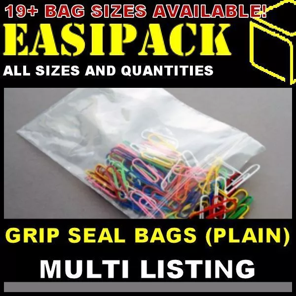 GRIP SEAL BAGS (PLAIN) Resealable Poly Plastic Polythene Clear Bags *All Sizes*