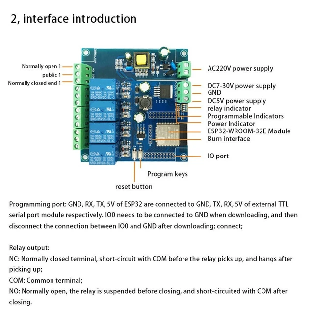 Scheda di sviluppo ESP32 con modulo relè 4 canali alimentatore flessibile