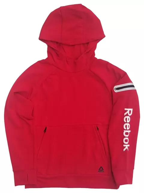 Reebok Boys Red Hoodie Sweatshirt With Zip Pockets