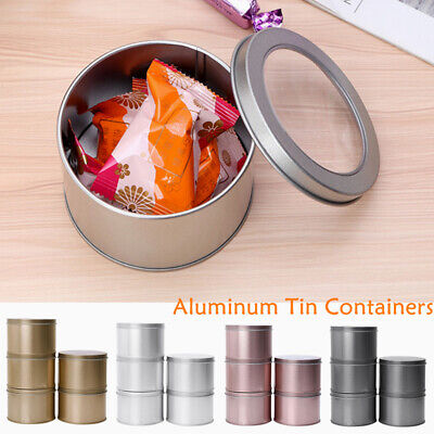 5Pcs Aluminum Tin Containers w/Clear Lids Case For Balm Candy Jewelry DIY Crafts