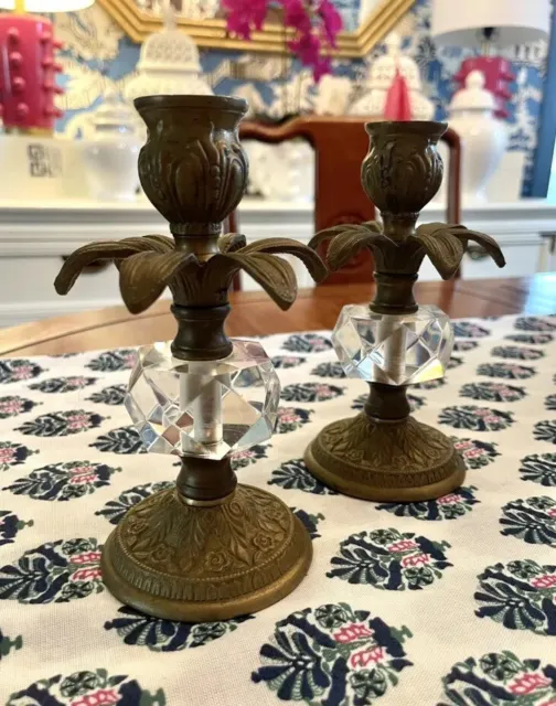 Pair of Solid Brass Regency Style Candlesticks Candle Holder