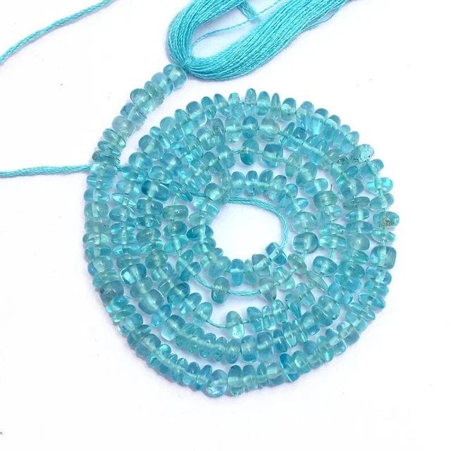 Naturel AAA Bleu Apatite Lisse 3-4MM Gemme Rondelle Perles 13 " Complet Brin