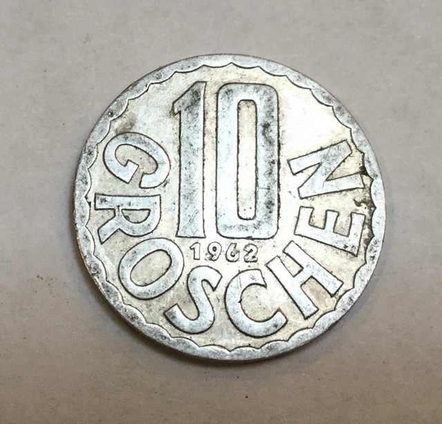 Austria 10 Groschen Coin 1962 Republik Osterreich Austrian $ .85 shipping