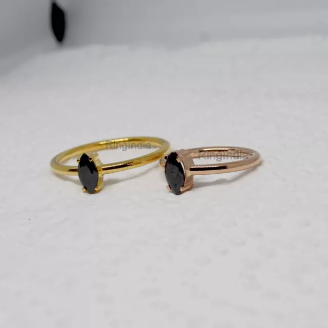 Femme Ring-Black Onyx Ring-925 Sterling Silver-Handmade Ring-Gemstone Bague