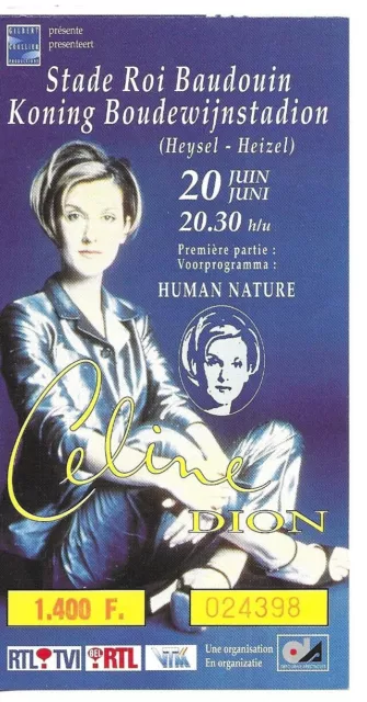 Rare / Ticket Billet Concert - Celine Dion : Live A Bruxelles ( Belgique ) 1997
