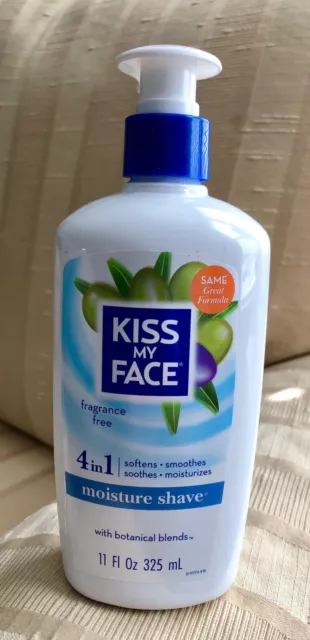 Kiss My Face Fragrance Free 4 In 1 Moisture Shave 11 Oz.  New. Pump Bottle