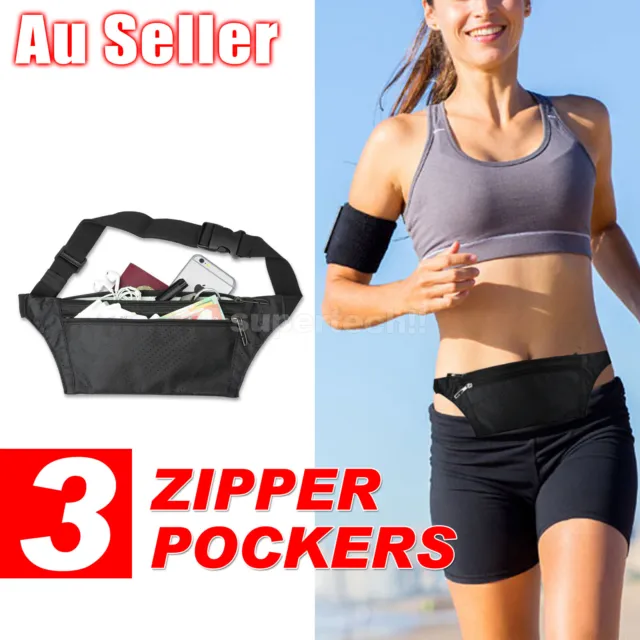 Running Hiking Sport Bum Bag Travel Money Phone Waterproof Waist Belt Zip Pouch