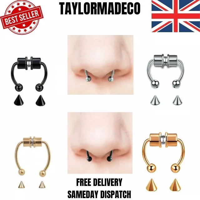 Magnetic Nose Ring Non-Piercing Fake Septum Segment Helix Tragus Faux Clicker UK