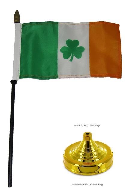 4x6 Inch USA & Ireland Dual Desk Flag Set With Gold Base - Perfect For Office Or Home Display
