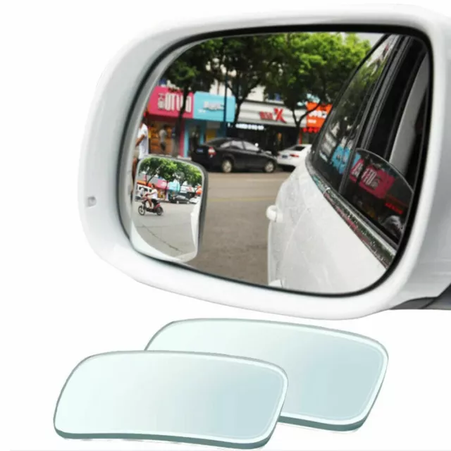 2pcs Car 360° Side View Mirror Wide Angle Convex Adjustable Blind Spot Mirror