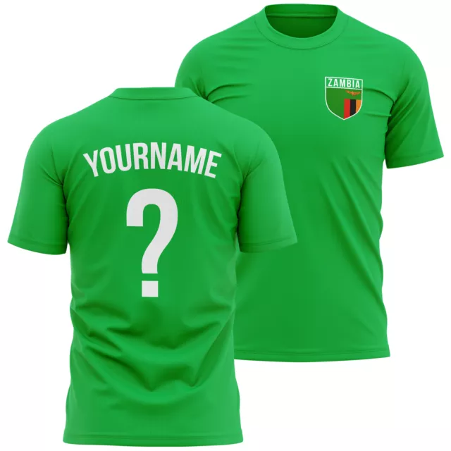 Personalised Zambia Badge T Shirt For Men shirt Football Him Soccer Custom Fo...