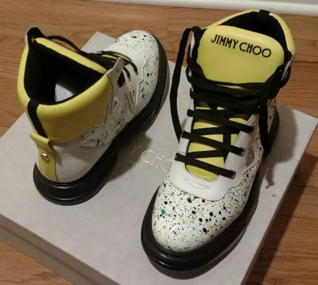 ~~~ Jimmy Choo Galaxy Paint Splatter High-Top Sneakers White Size 45 US 12 ~~~