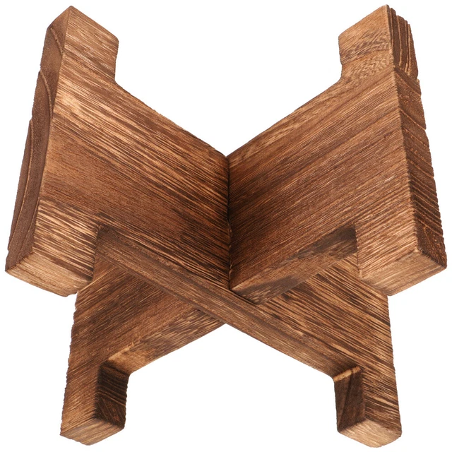 Hewnda Supporto per piante in vaso in metallo da 23,8 cm di diametro x 12,7 cm di altezza, antiruggine, in ferro battuto, supporto per vaso da fiori corto, treppiede decorativo (nero