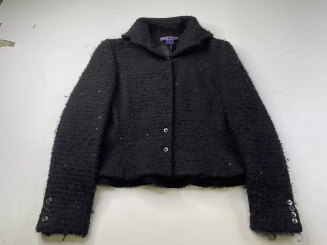 Ralph Lauren Collection Purple Label Womens Tweed Sequin Blazer Jacket US 12