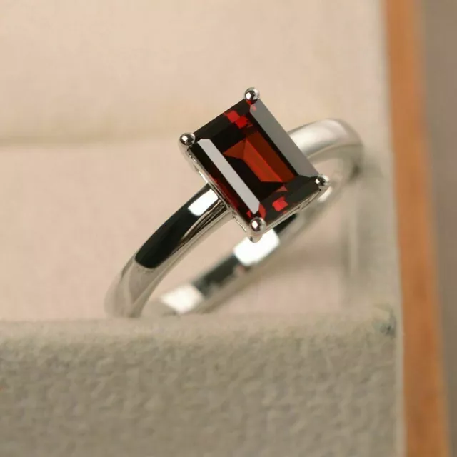 925 Sterling Silver Certified Natural Red Garnet Handmade Ring Gift Free Ship