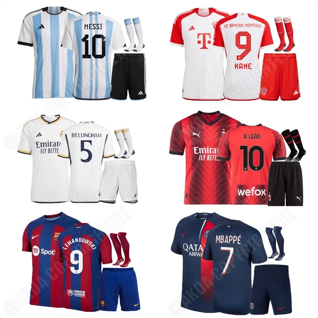 2023/24 Boys Kids Kits Girls Mens Xmas Strip 23/24 Sports Set Shorts Shirt Socks