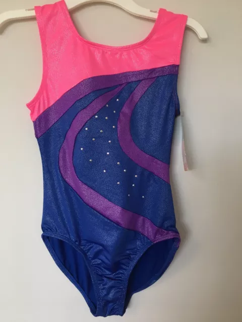 Freestyle by Danskin Girls Gymnastics Leotard Purple Pink Blue Large 10-12 NWT