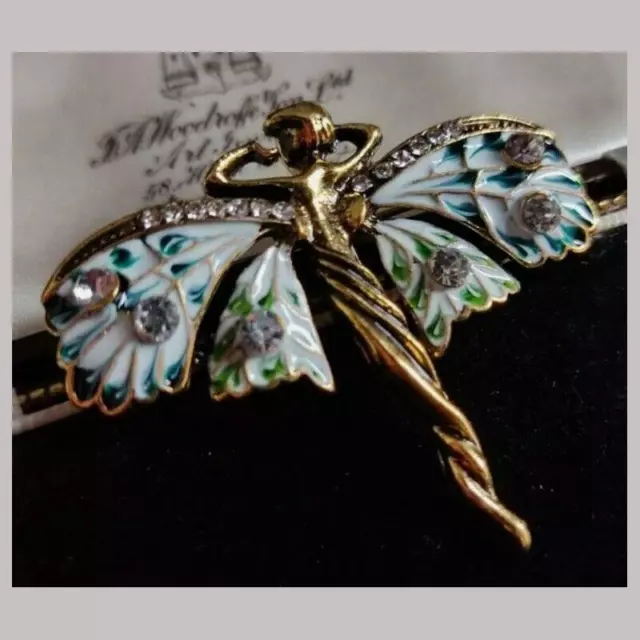 Vintage Art Nouveau Style Fairy Nymph Brooch Shawl Pin Pendant Jewelery Gift