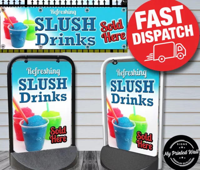 SLUSH A Board Drinks Pavement Sign Outdoor Street Shop Eco Swinger 2, PVC Banner