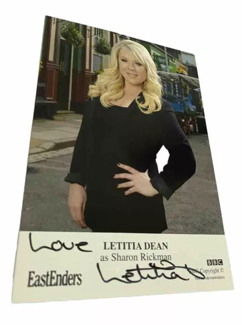 LETITIA DEAN *Sharon Watts* EASTENDERS HAND SIGNED AUTOGRAPH FAN CAST PHOTO CARD