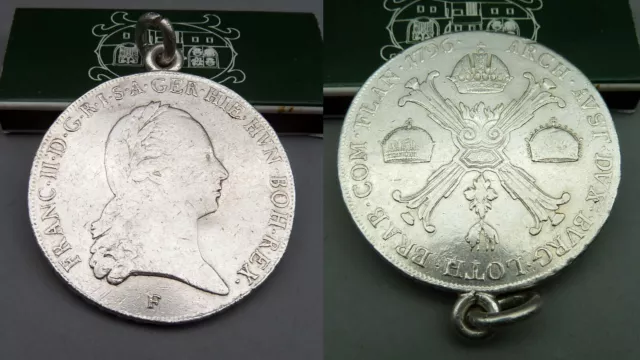 FFNO JE HAUS HABSBURG 1 KRONENTALER 1796 F Wien Silber Münze FRANZ II ANHÄNGER