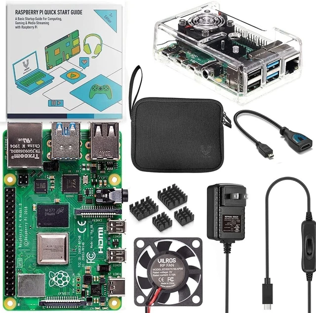 RASPBERRY PI 4 Model B Starter Kit: 8GB RAM + Cooling Fan & Essential ...