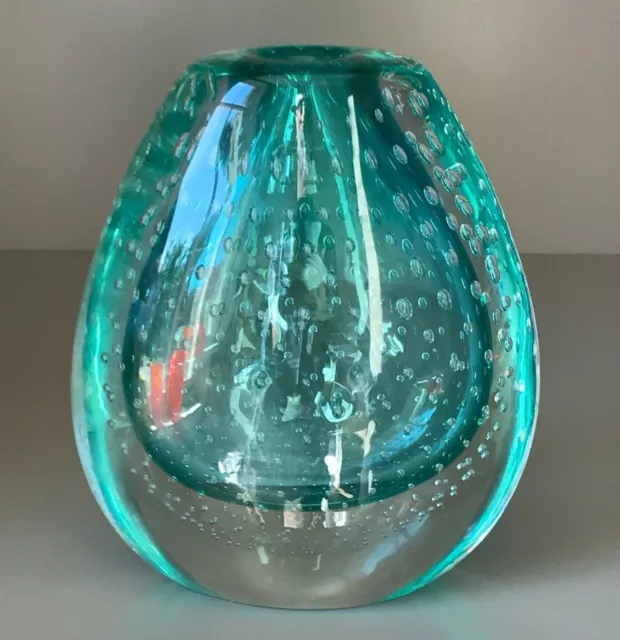 Murano hand-blown Incalmo submerged Vase with Bubbles, by Maurizio Toso Borrella