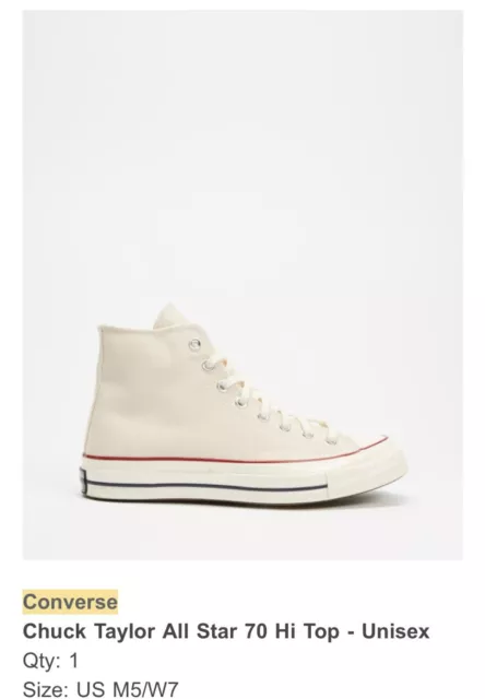 Converse Chuck Taylor All Star 70 Hi Top Unisex Parchment 37.5, W7, M5