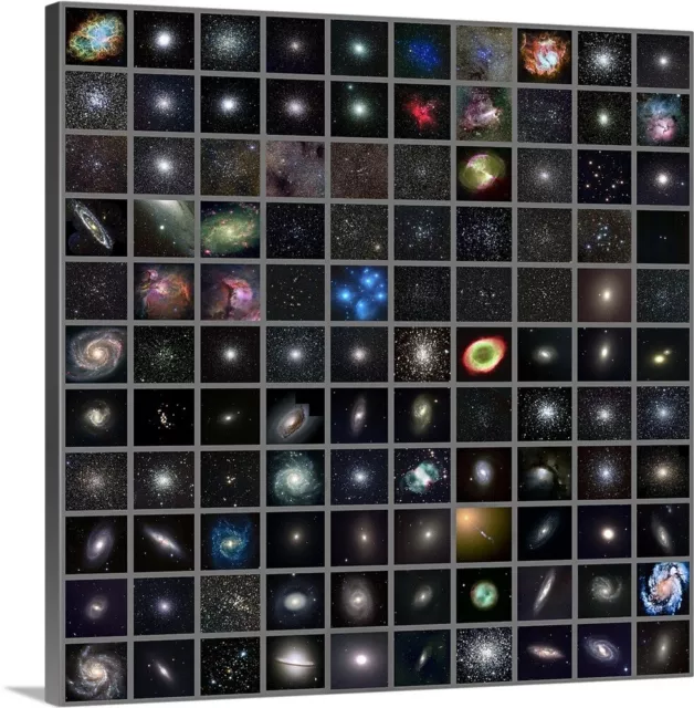 Messier objects, full set Canvas Wall Art Print, Outer Space Home Decor