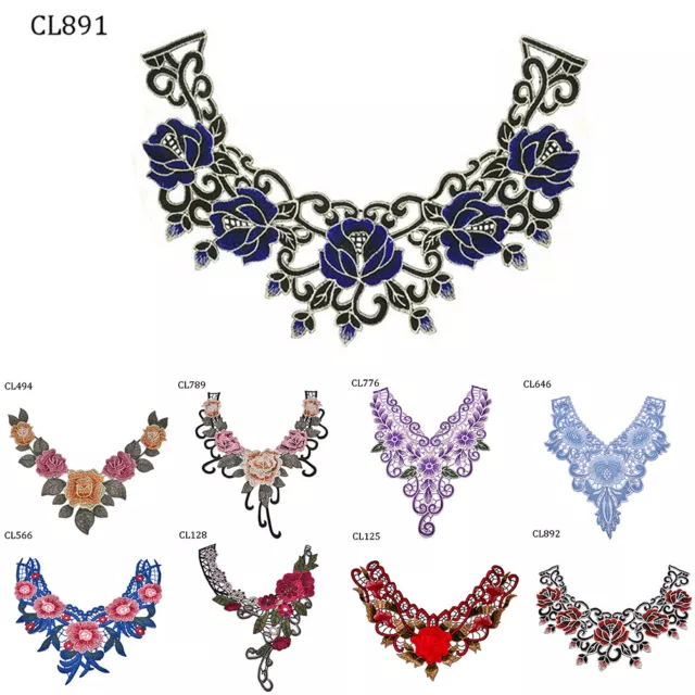 Lace Embroidered Venise Floral Neckline Neck Collar Trim Clothes Sewing Apply3