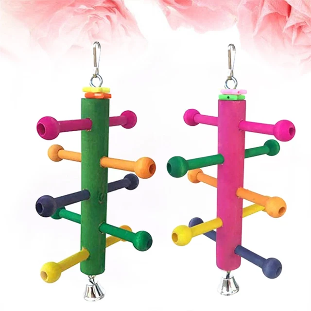 Juguetes colgantes de loro campana escalera mascota pájaro colorido columpio masticar