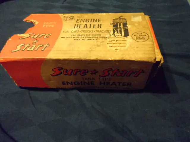 Vintage Sure Start Tank Type Engine Heater NIB 1950s 1960s Vintage Sure Start Tank Type Engine Heater NIB 1950s 1960s