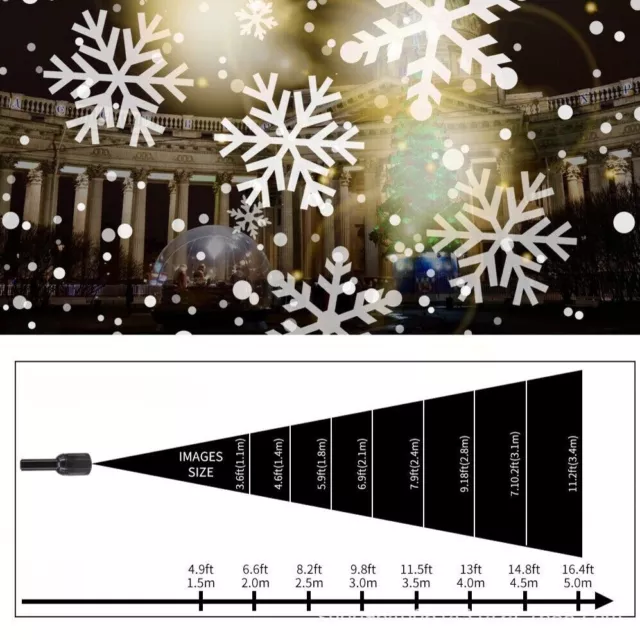 LED Snowflake Christmas Projector Laser Light Snowfall Landscape Xmas Decor Lamp